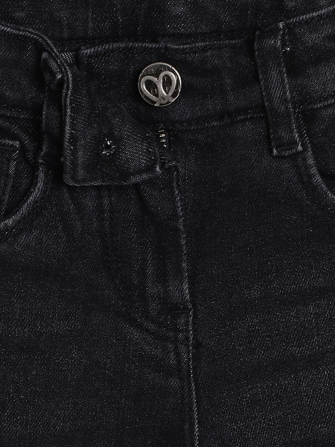 Elle Kids Girls Black Solid Fit and Flare Jeans