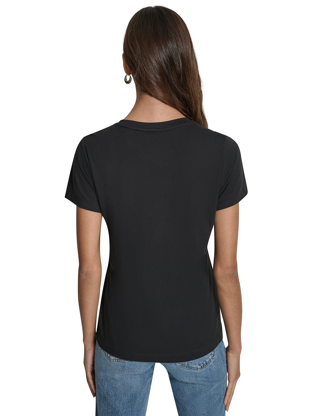 DKNY Womens Black Logo Round Neck T-Shirt