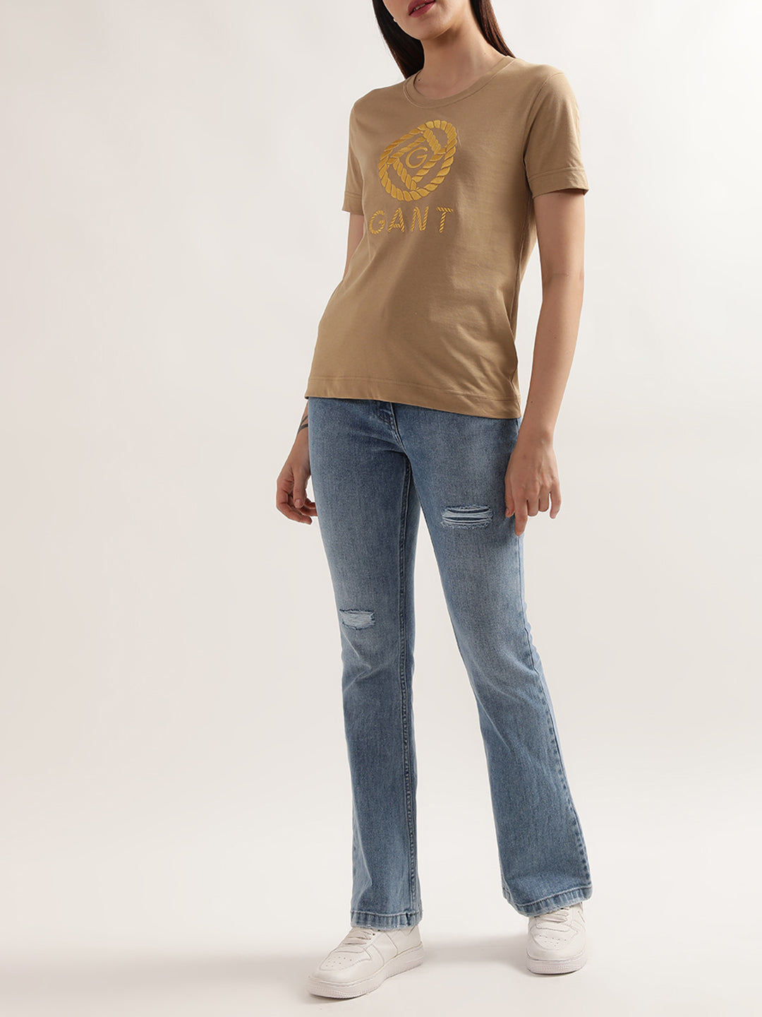 Gant Dark Khaki Preppy Logo Relaxed Fit T-Shirt