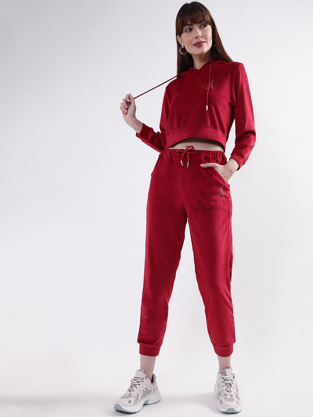 Elle Women Maroon Solid Regular Fit Sweatpant