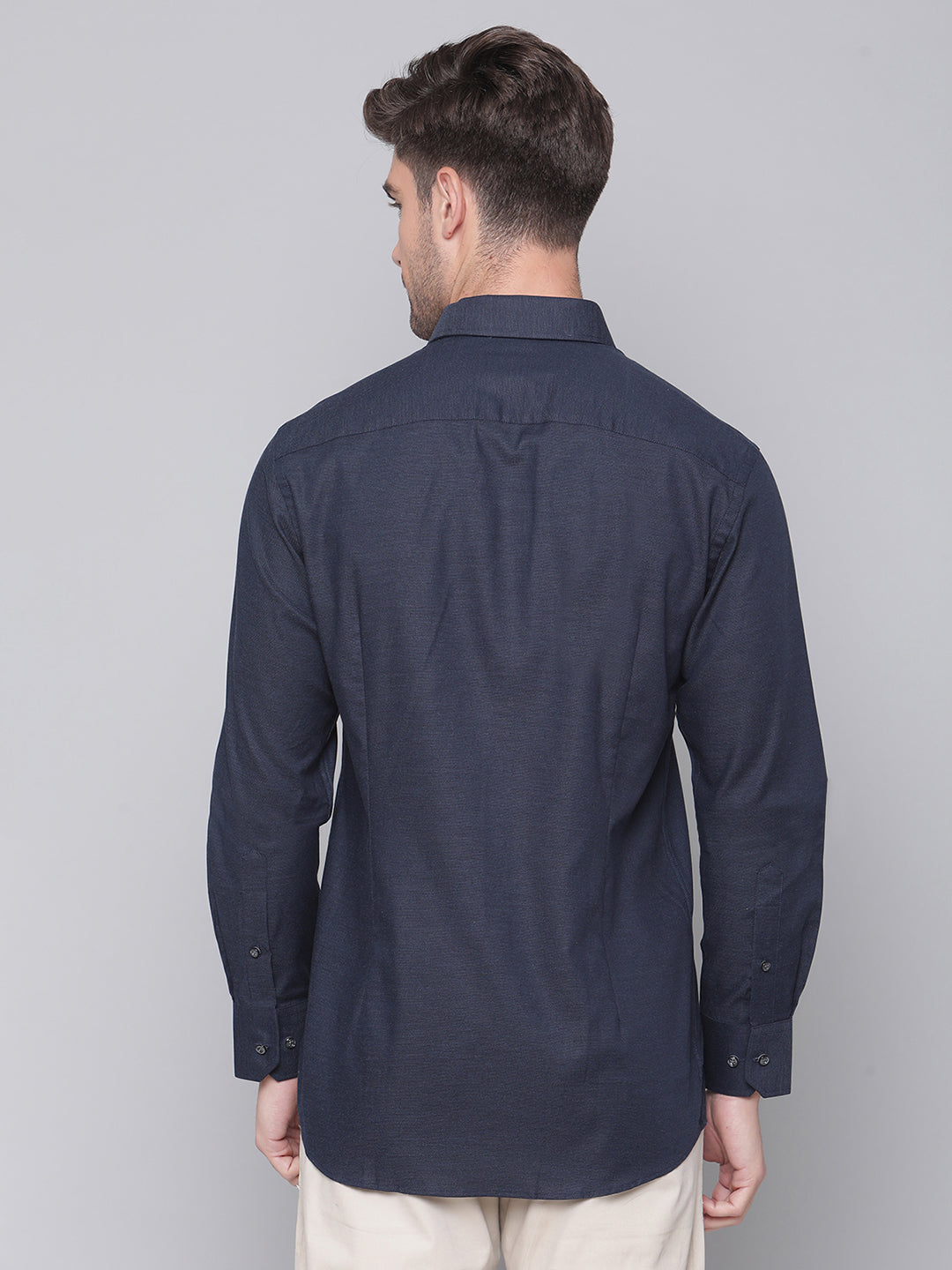 Bruun & Stengade Men Blue Printed Cutaway Collar Shirt