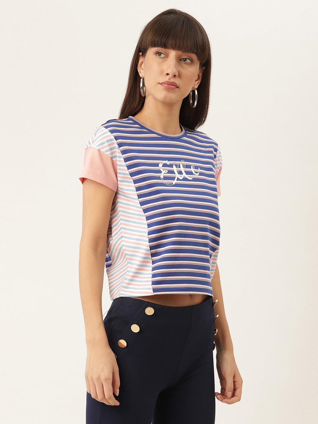 Elle Women Blue Tshirt