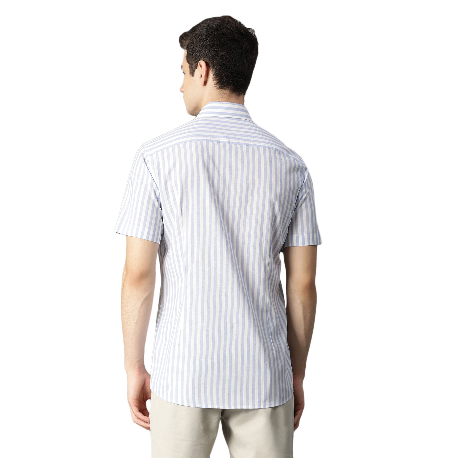 Bruun & Stengade Men Blue Striped Collar Shirt