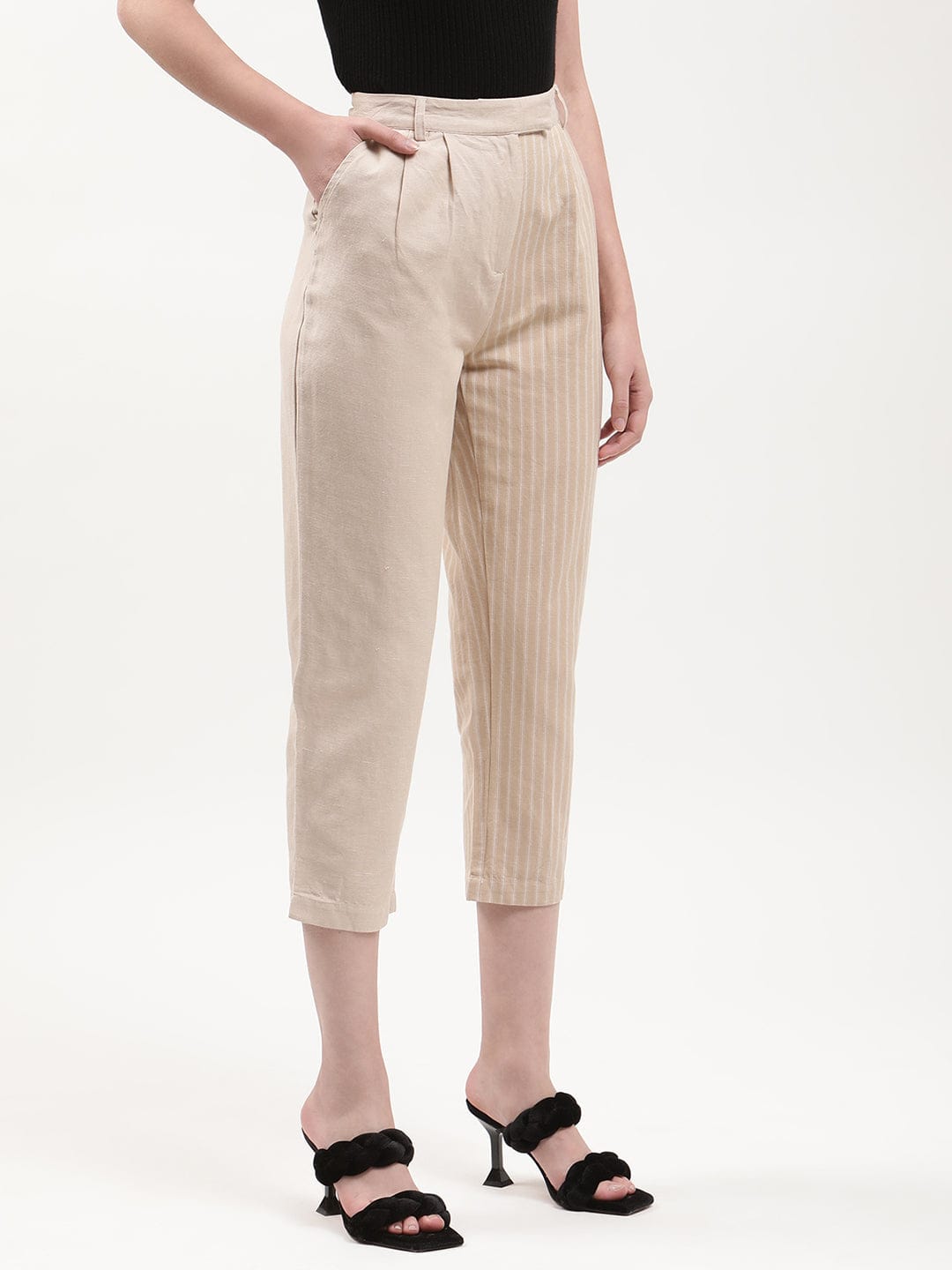 Elle Women Beige Relaxed Fit Trouser