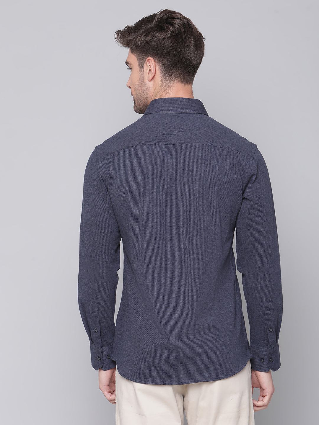 Bruun & Stengade Men Grey Solid Cutaway Collar Shirt