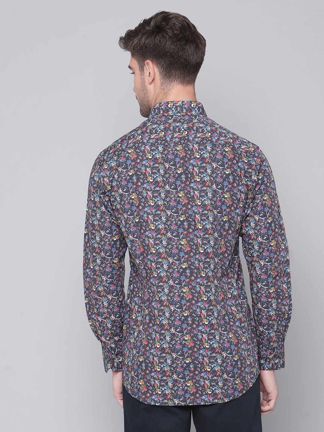 Bruun & Stengade Men Blue Printed Cutaway Collar Shirt