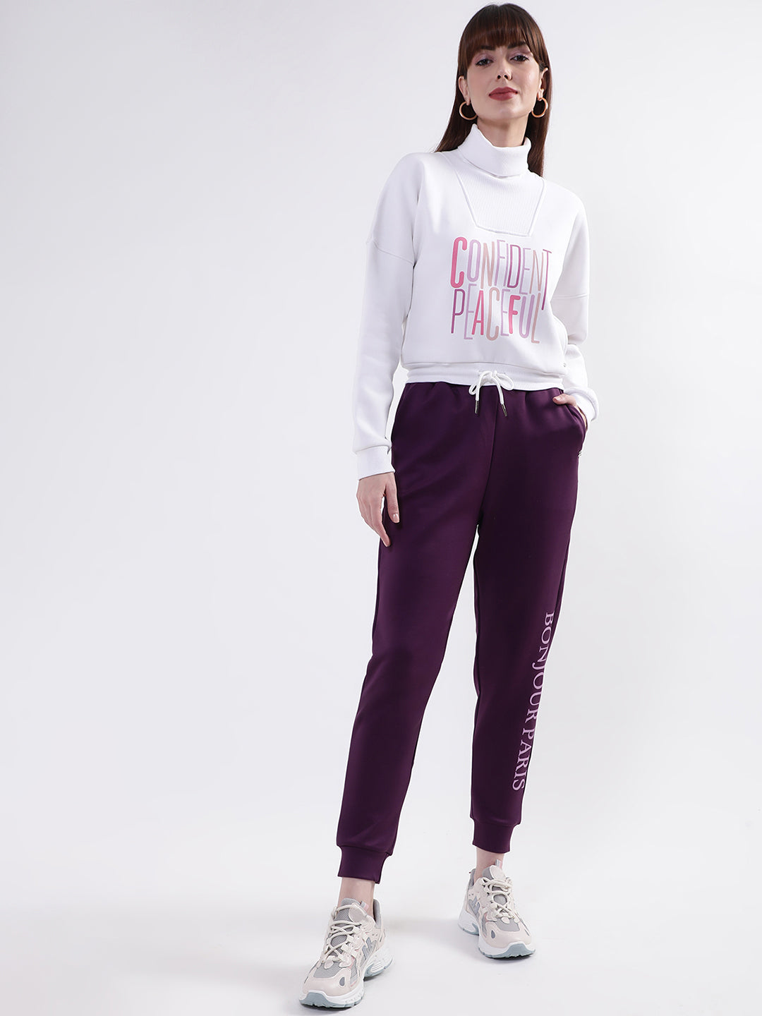 Elle Women Purple Solid Regular Fit Sweatpant