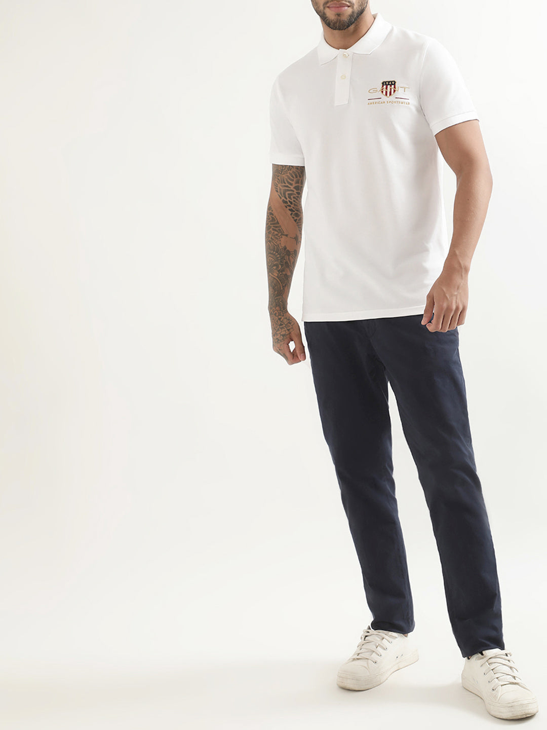Gant White Logo Regular Fit Polo T-Shirt
