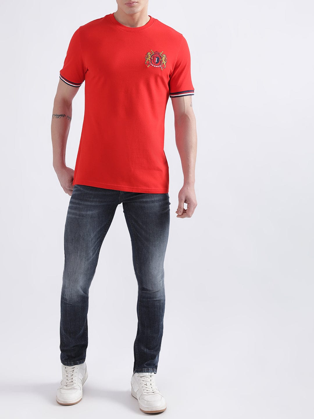 Iconic Men Red Crew Neck Tshirt