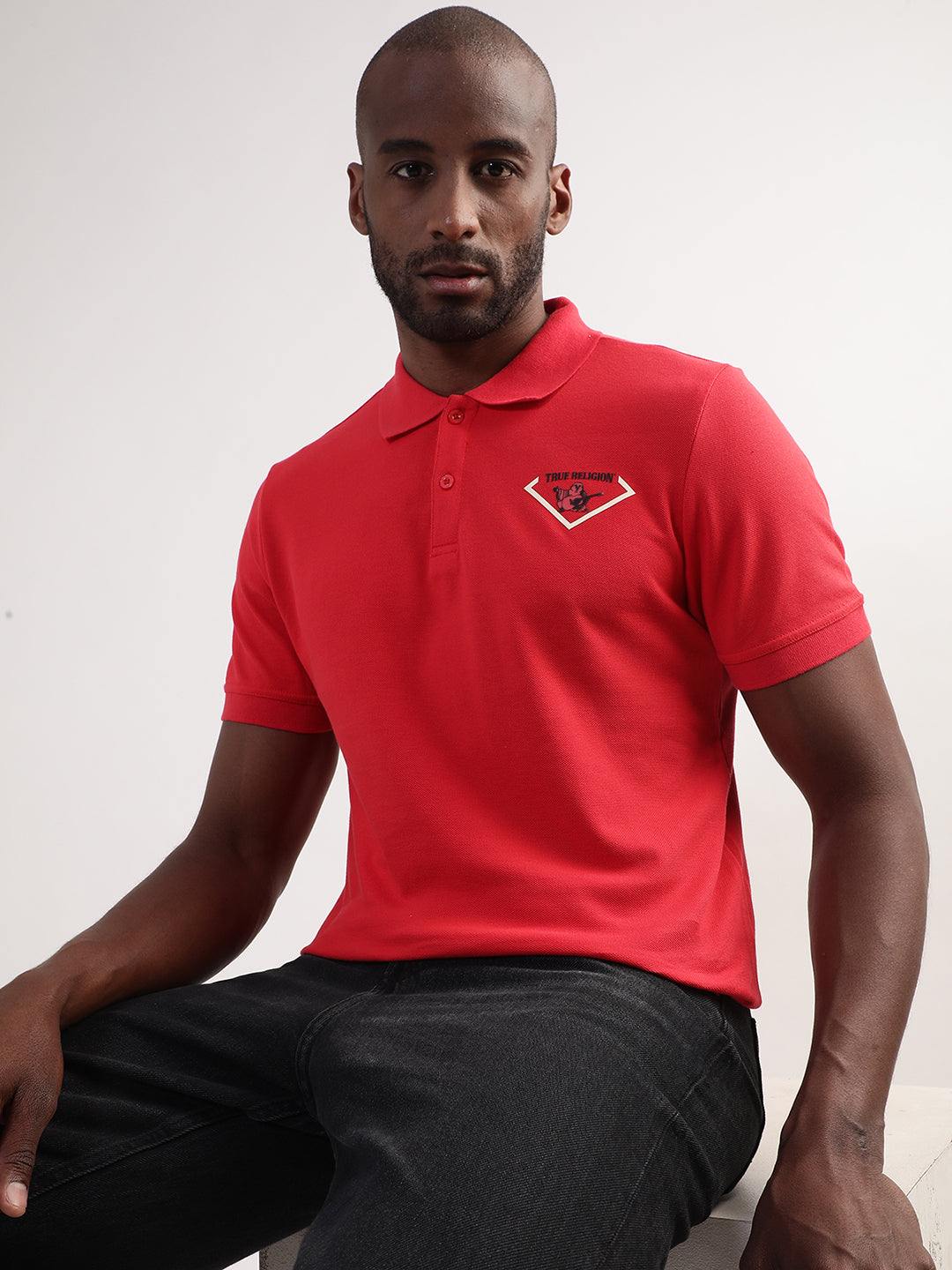 True Religion Chinese Red Regular Fit Polo T-Shirt