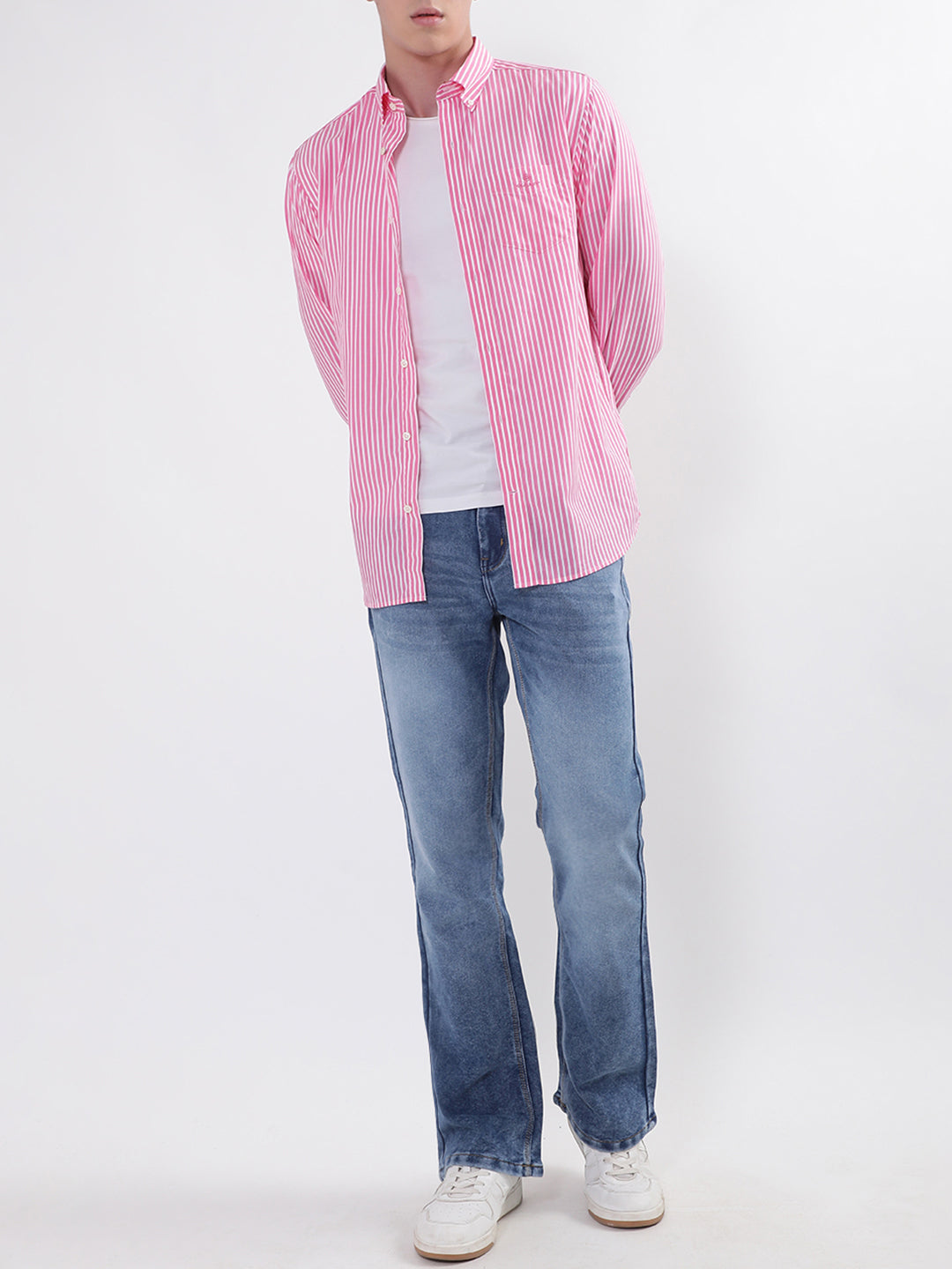 Gant Pink Broadcloth Striped Regular Fit Shirt