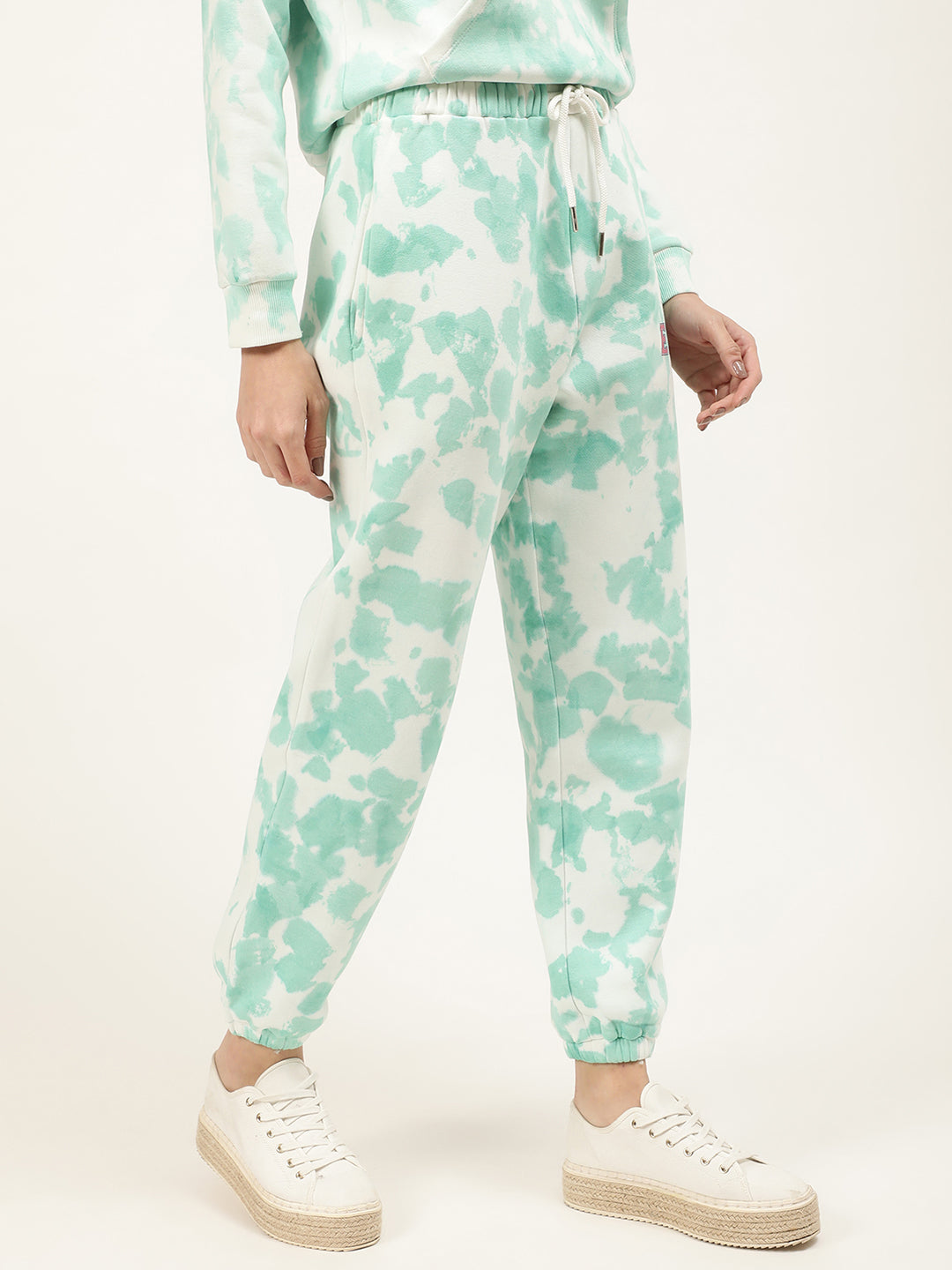 Elle Women Teal Dyed Regular Fit Sweatpant