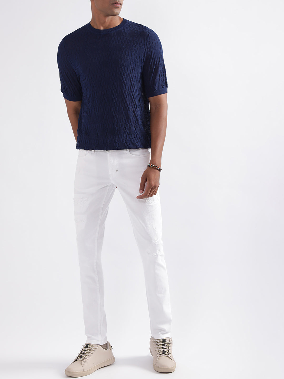 Antony Morato Blue Self Slim Fit Sweater