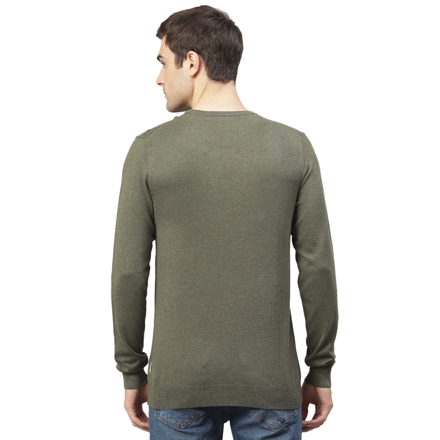 Lindbergh Men Green Solid Round Neck Sweater