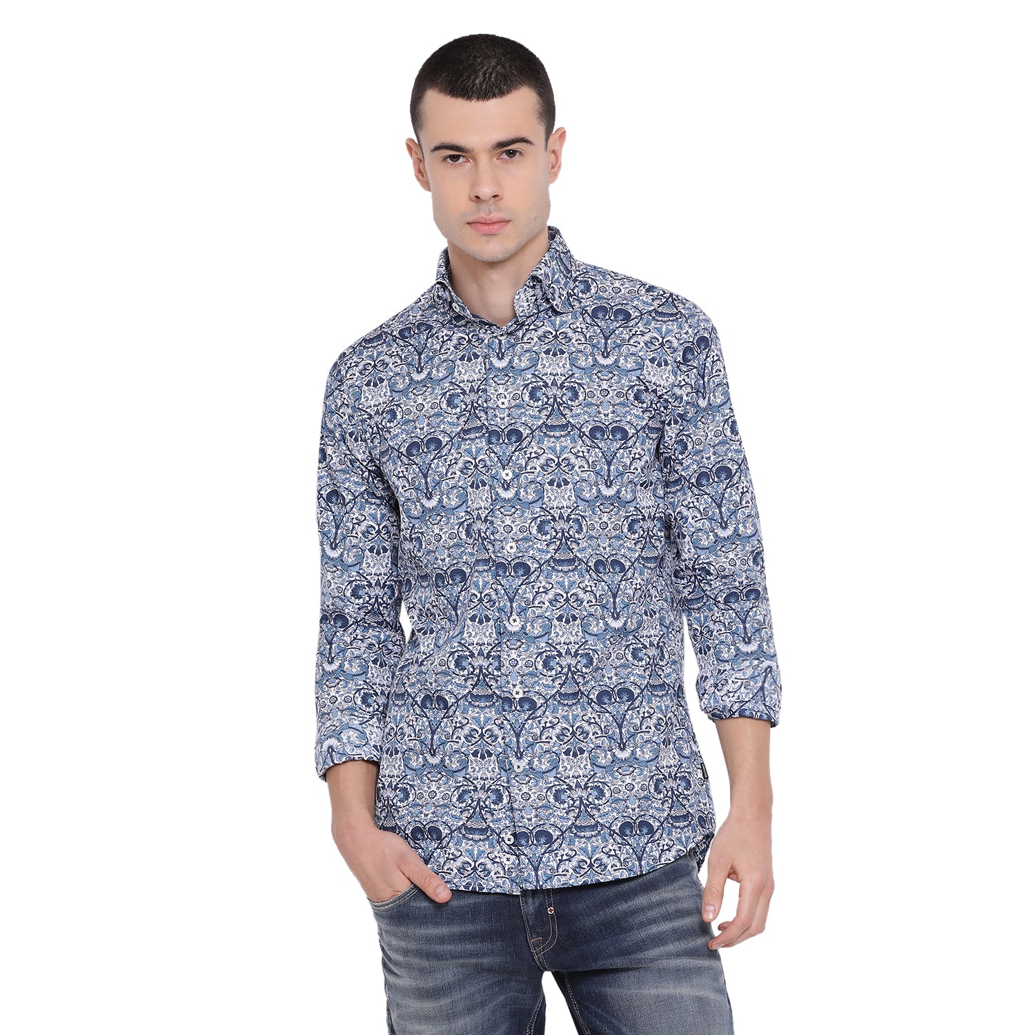 Matinique Men Blue Printed Collar Shirt