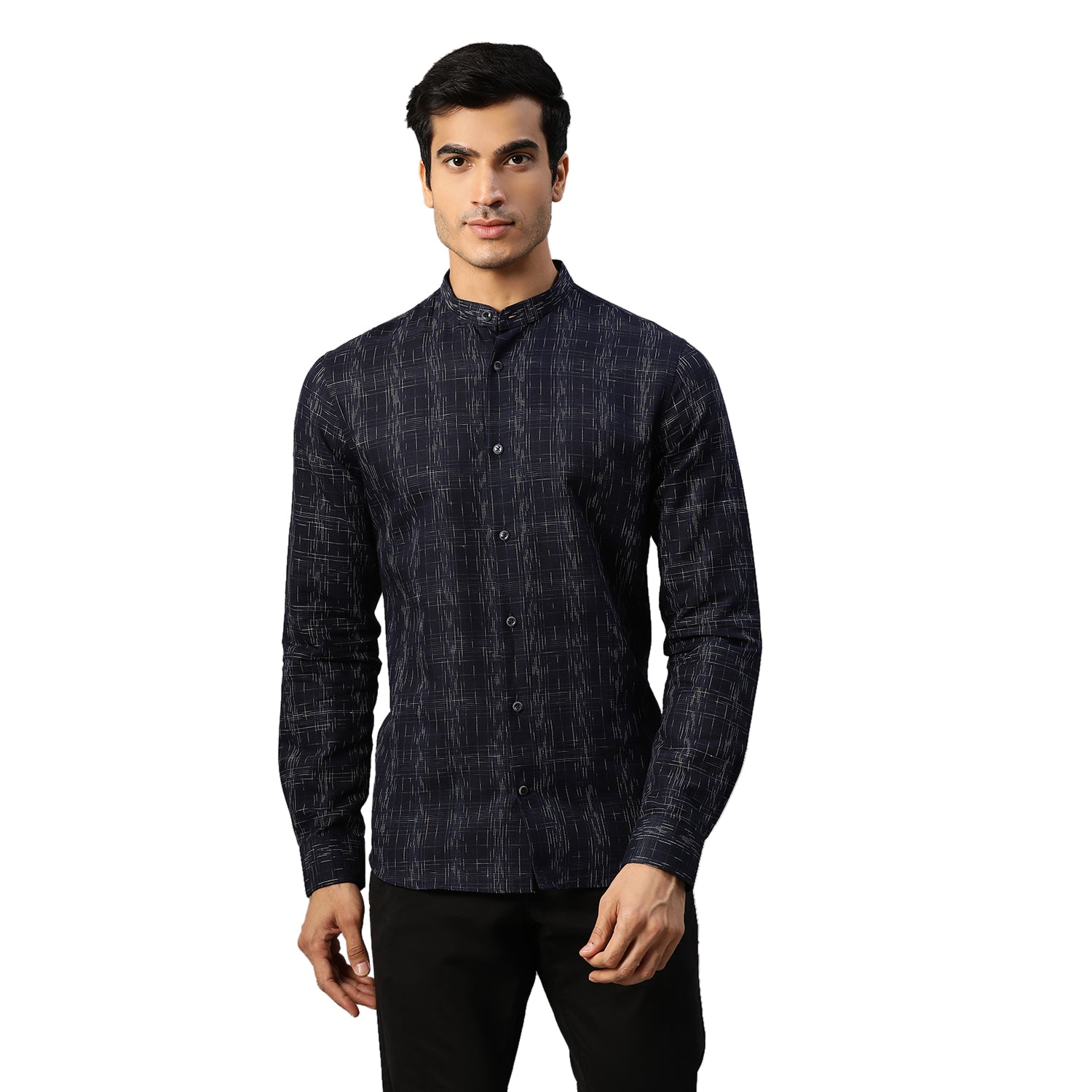 Matinique Men Navy Checked Collar Shirt