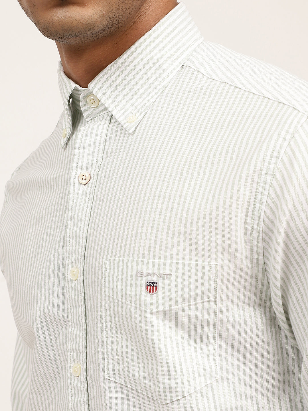 Gant Green Striped Regular Fit Shirt