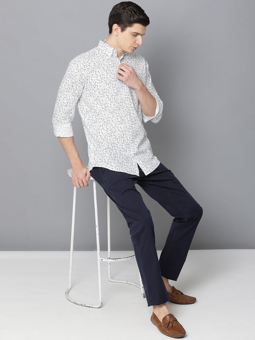 Gant White Printed Regular Fit Shirt