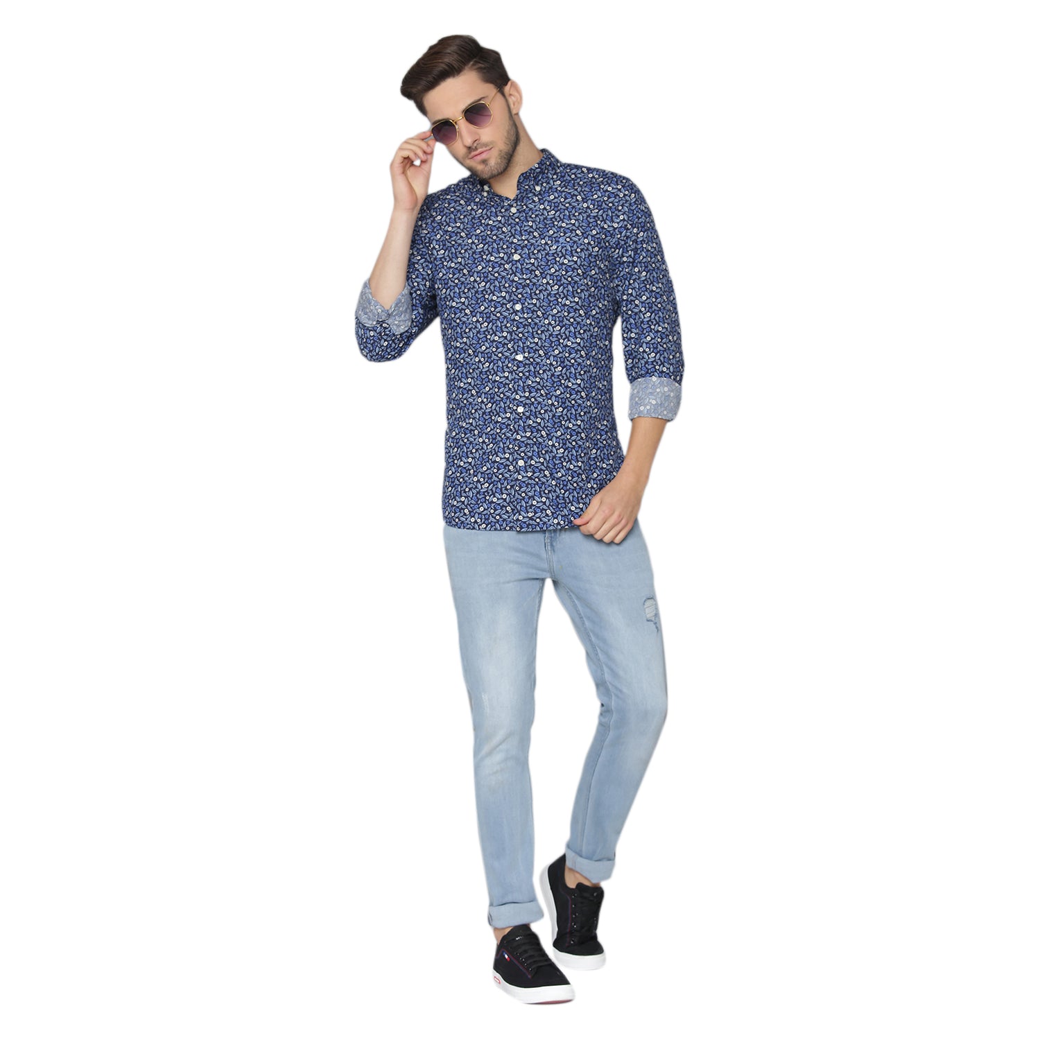 Gant Blue Printed Slim Fit Shirt