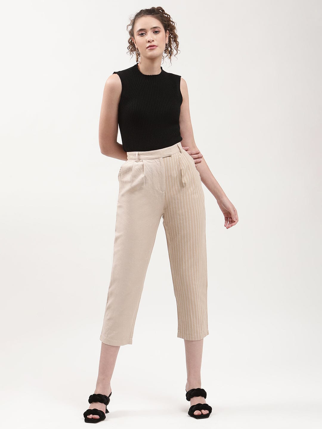 Elle Women Beige Relaxed Fit Trouser