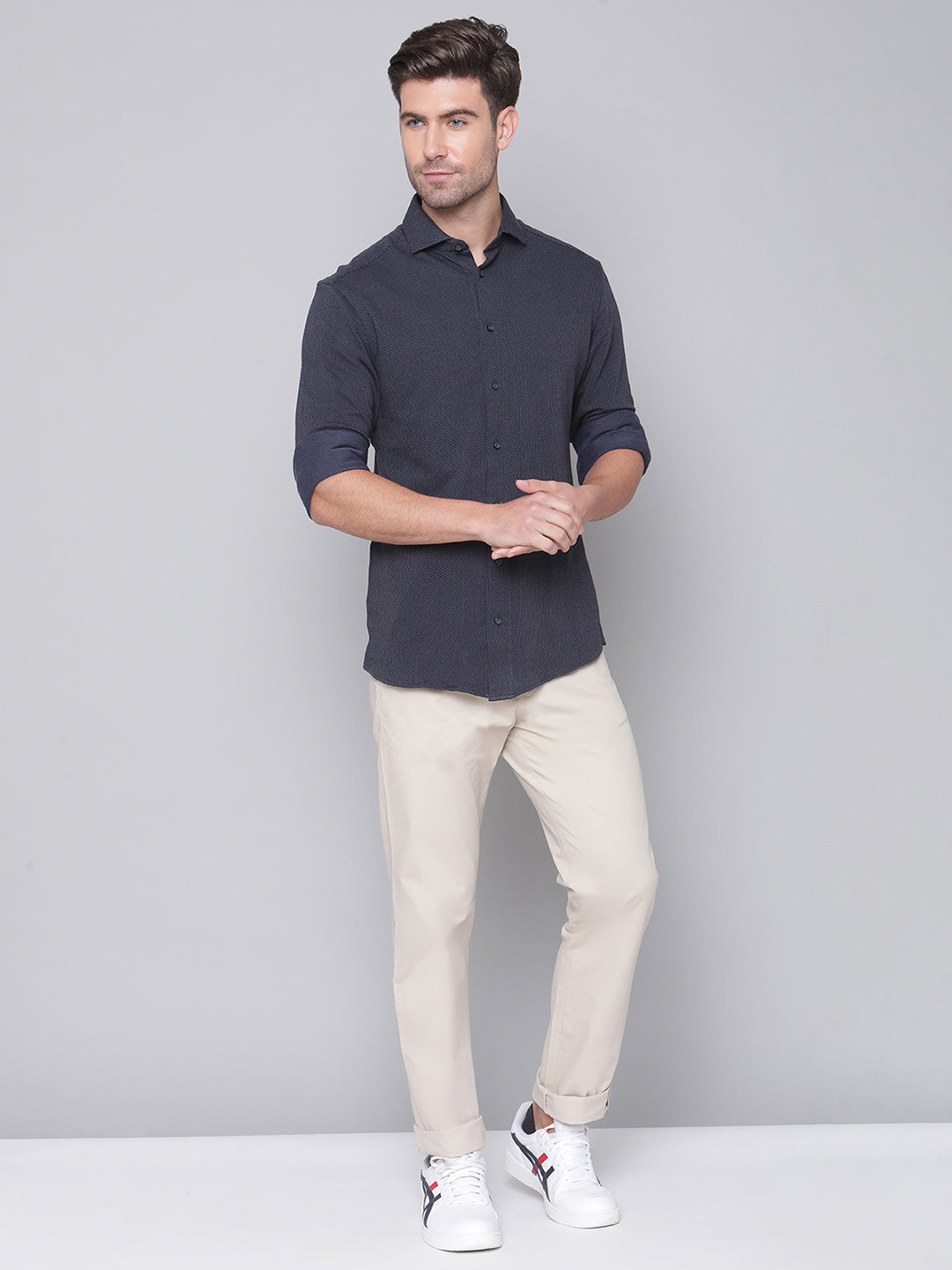 Bruun & Stengade Men Black Solid Cutaway Collar Shirt