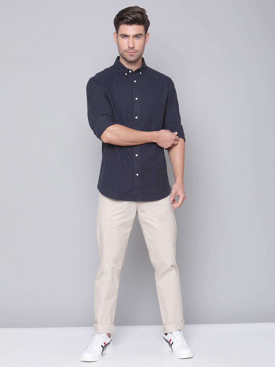 Bruun & Stengade Men Grey Solid Collar Shirt