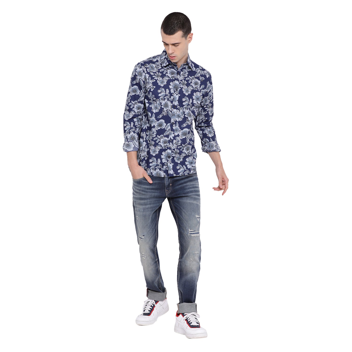 Matinique Men Blue Printed Collar Shirt