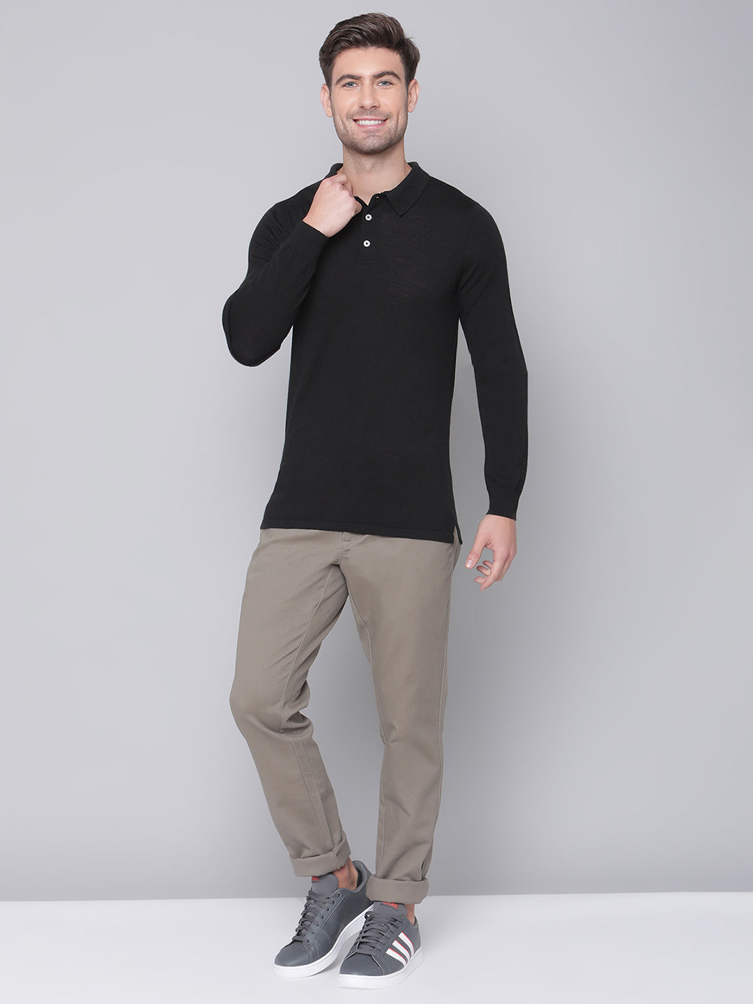 Bruun & Stengade Men Black Solid Round Neck Sweater