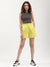 Elle Women Lime Solid Flared Shorts