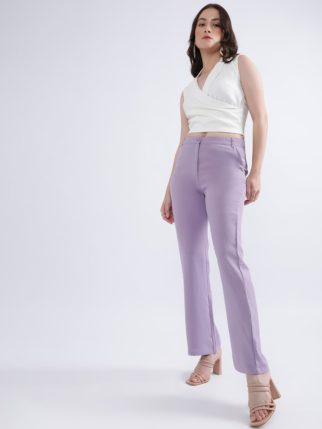 Centre Stage Women White Solid Collar Top