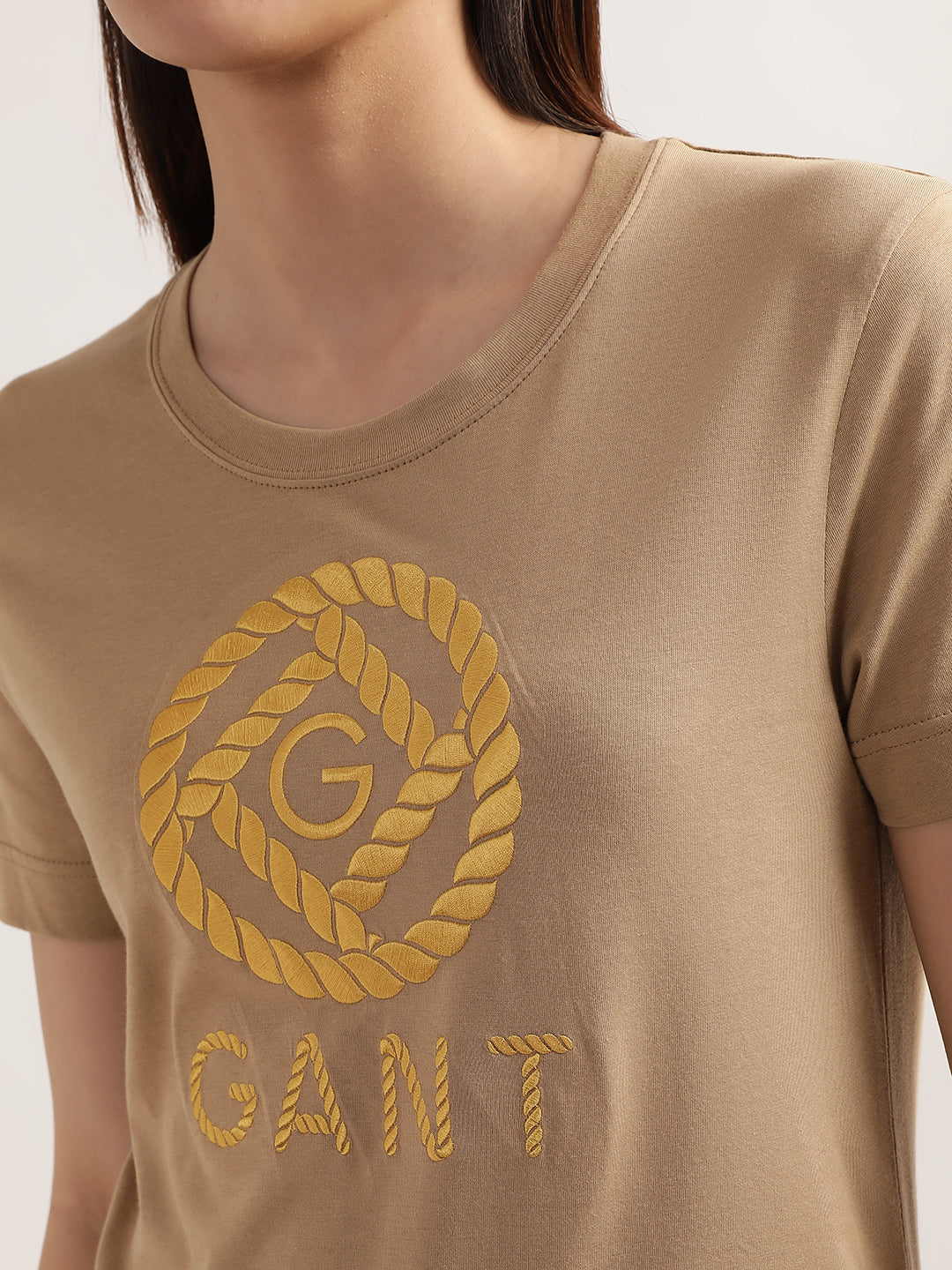 Gant Dark Khaki Preppy Logo Relaxed Fit T-Shirt