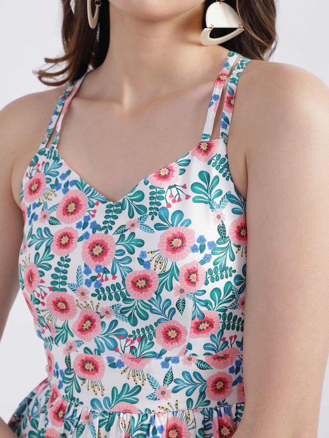 Centre Stage Women Multi Printed V Neck Dress