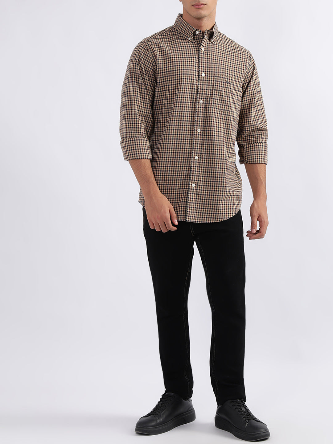 Gant Hazelwood Beige Checked Regular Fit Shirt