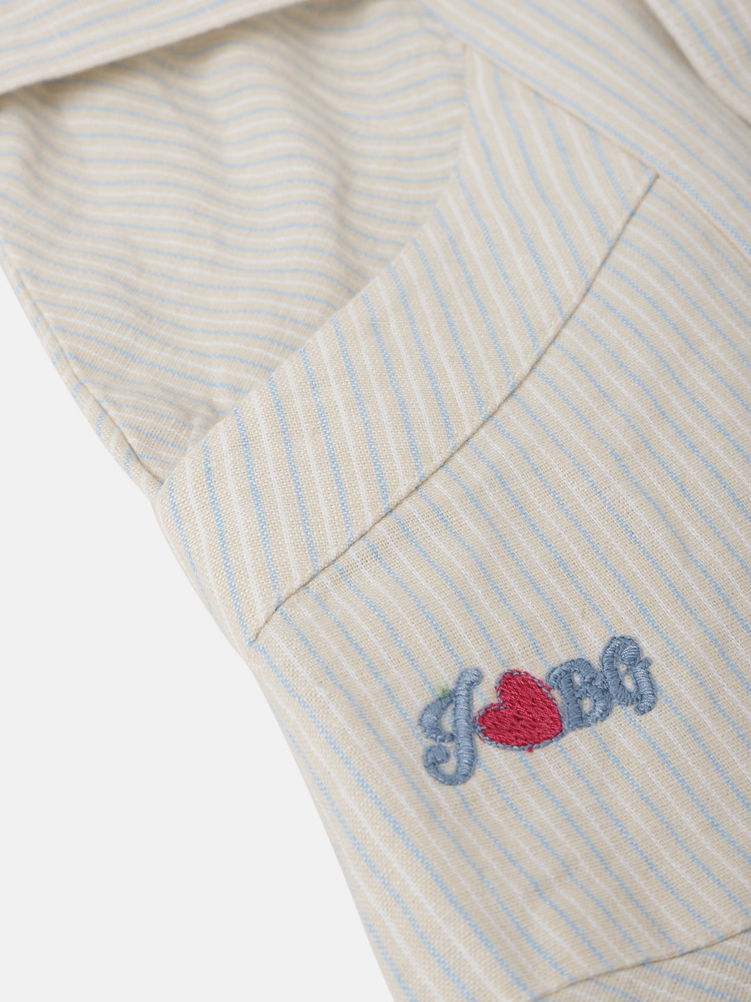 Blue Giraffe Girls Beige Striped Square Neck Sleeveless Playsuit