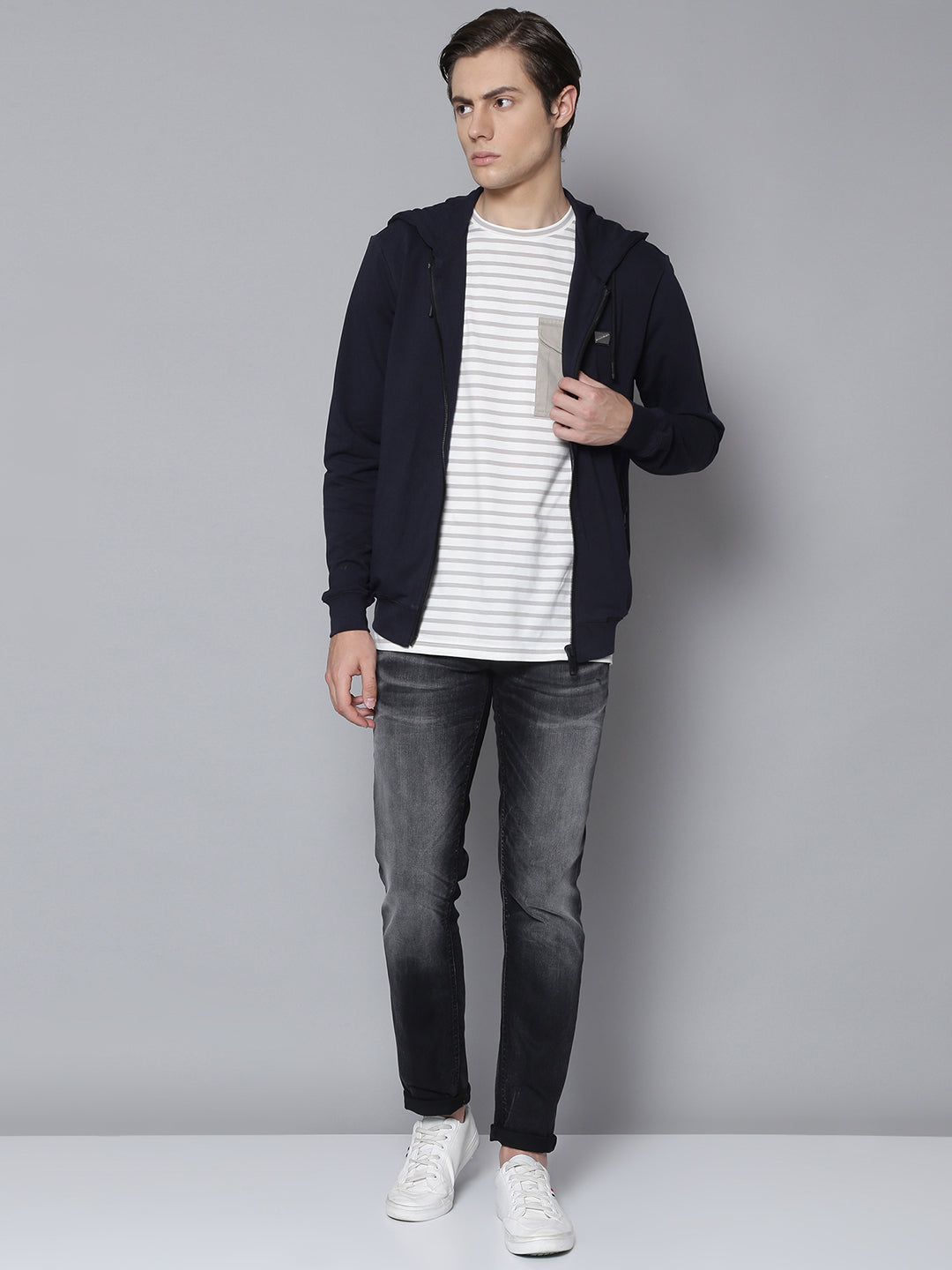 Antony Morato Men Blue Solid Hooded Sweatshirt