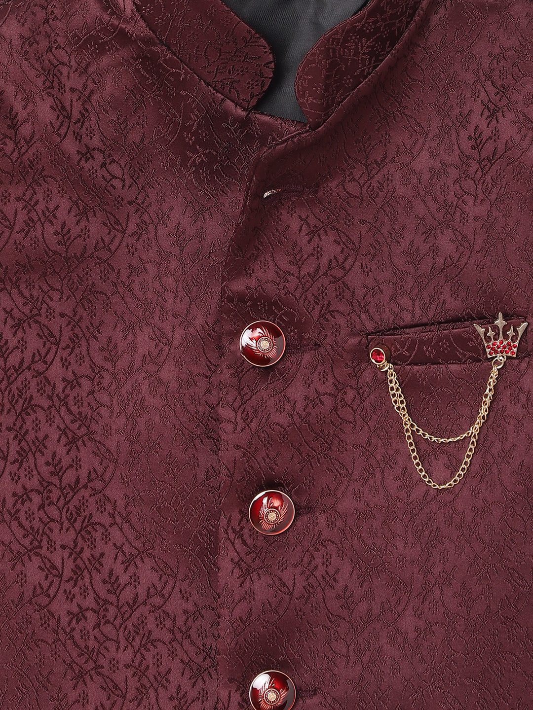 Blue Giraffe Boys Red Solid Collar Bandi Set