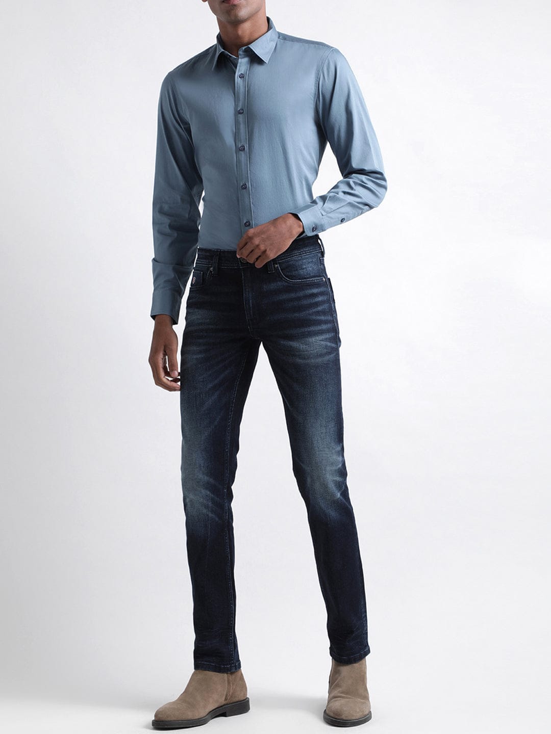 Iconic Men Blue Shirt Collar Shirt