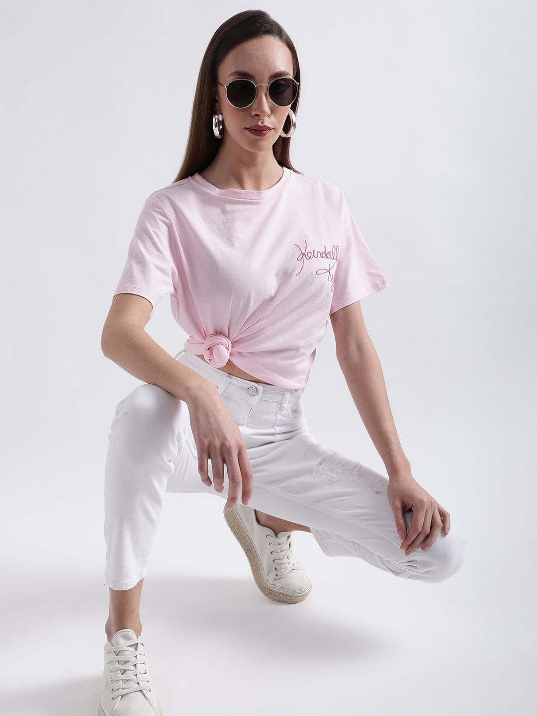 Elle Women White Solid Mom Fit Jeans