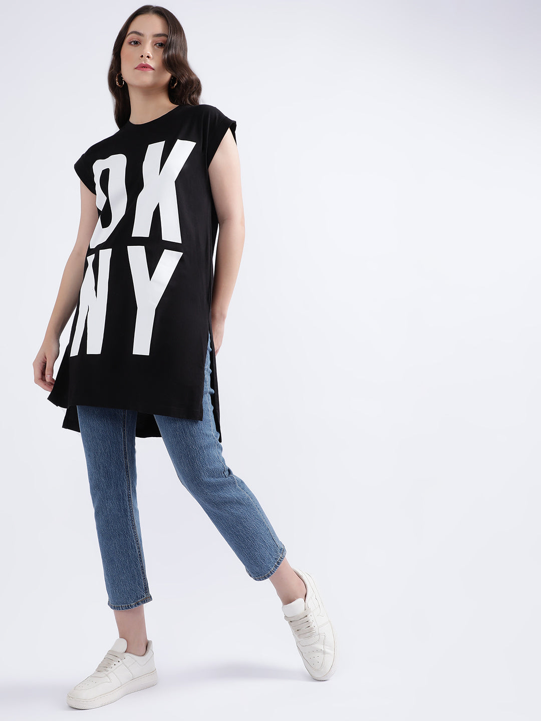 Dkny Black Fashion Logo Regular Fit T-Shirt