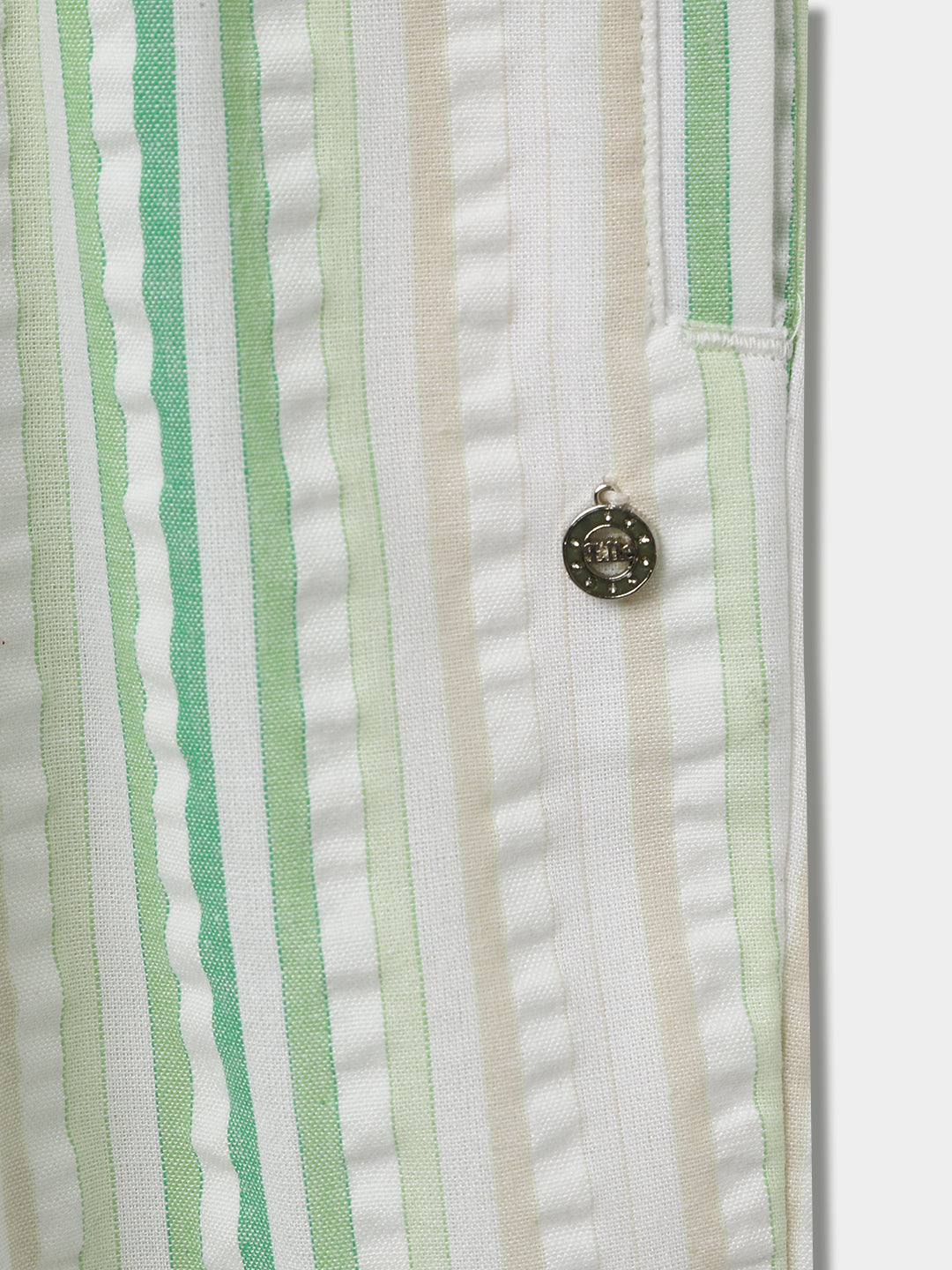 Elle Kids Girls Green Striped Square Neck Shoulder Straps Jumpsuit