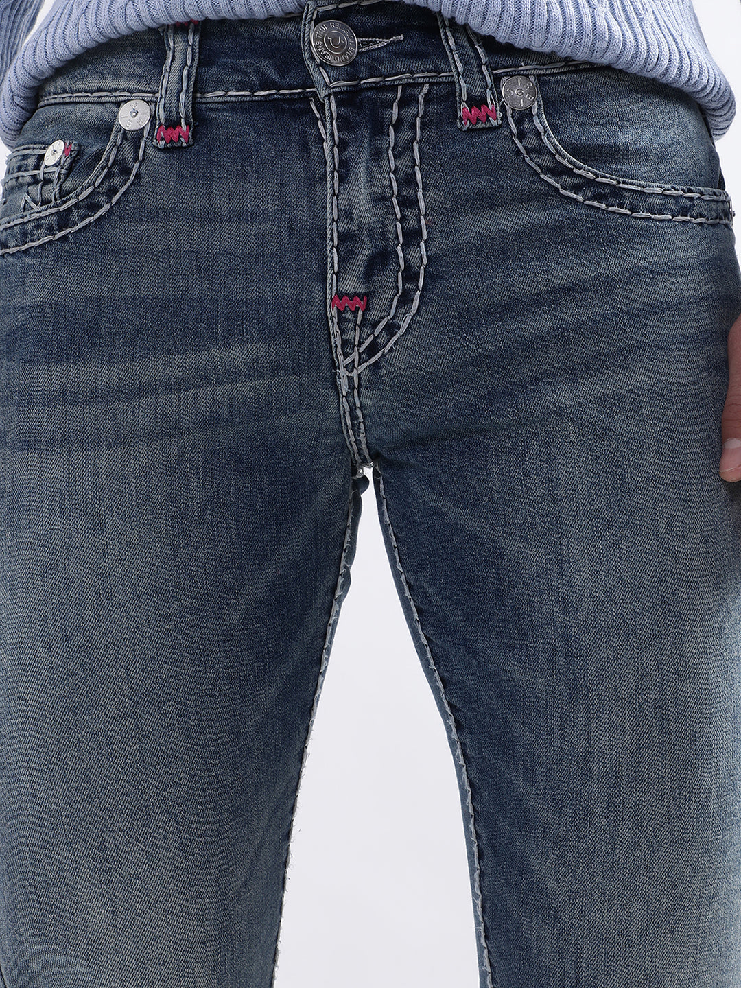 True Religion Men Blue Solid Skinny Fit Jeans