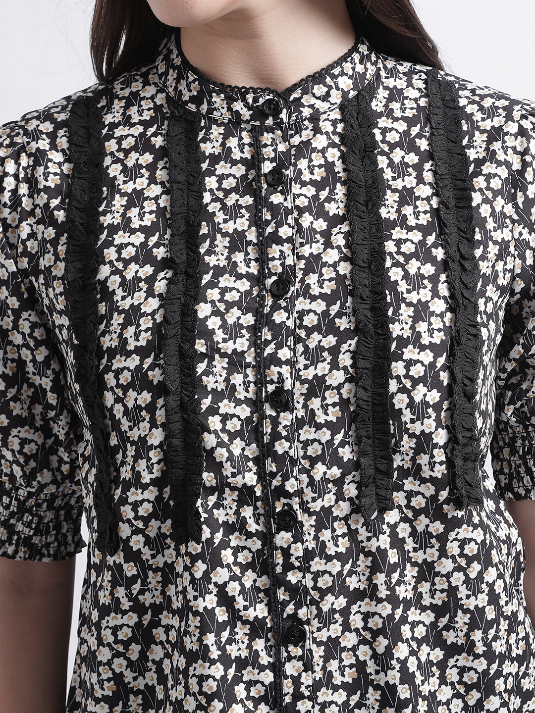 Centre Stage Women Multi Band Collar Printed Top