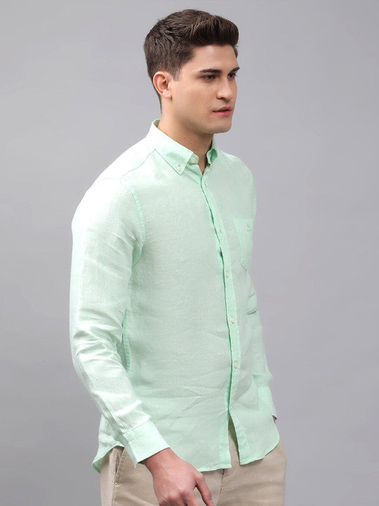Gant Men Green Regular Fit Solid Linen Shirt