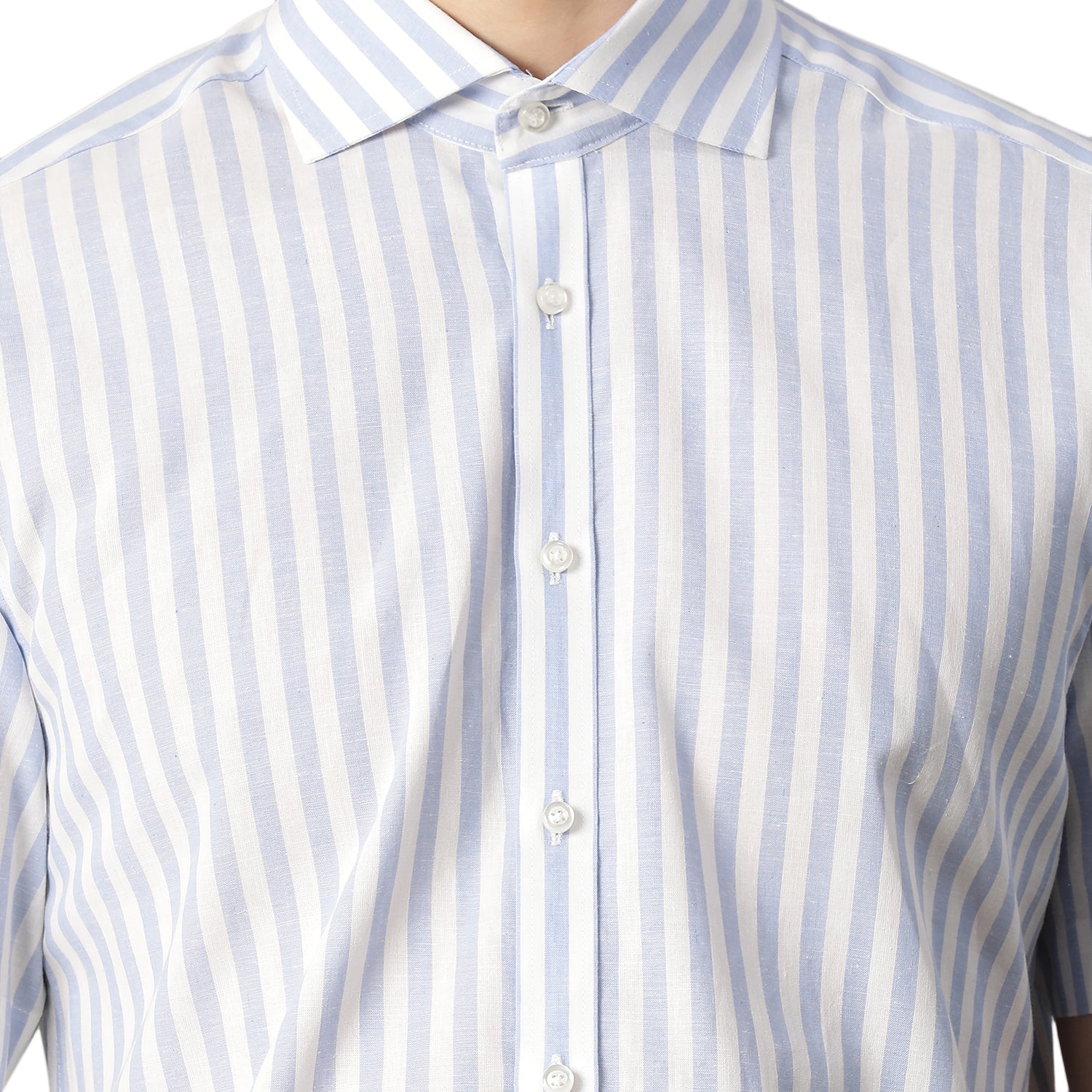 Bruun & Stengade Men Blue Striped Collar Shirt