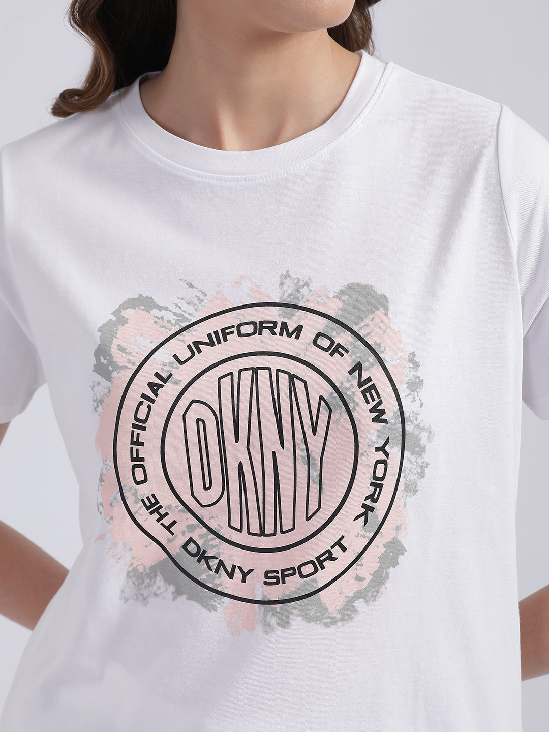 Dkny White Fashion Printed Regular Fit Top