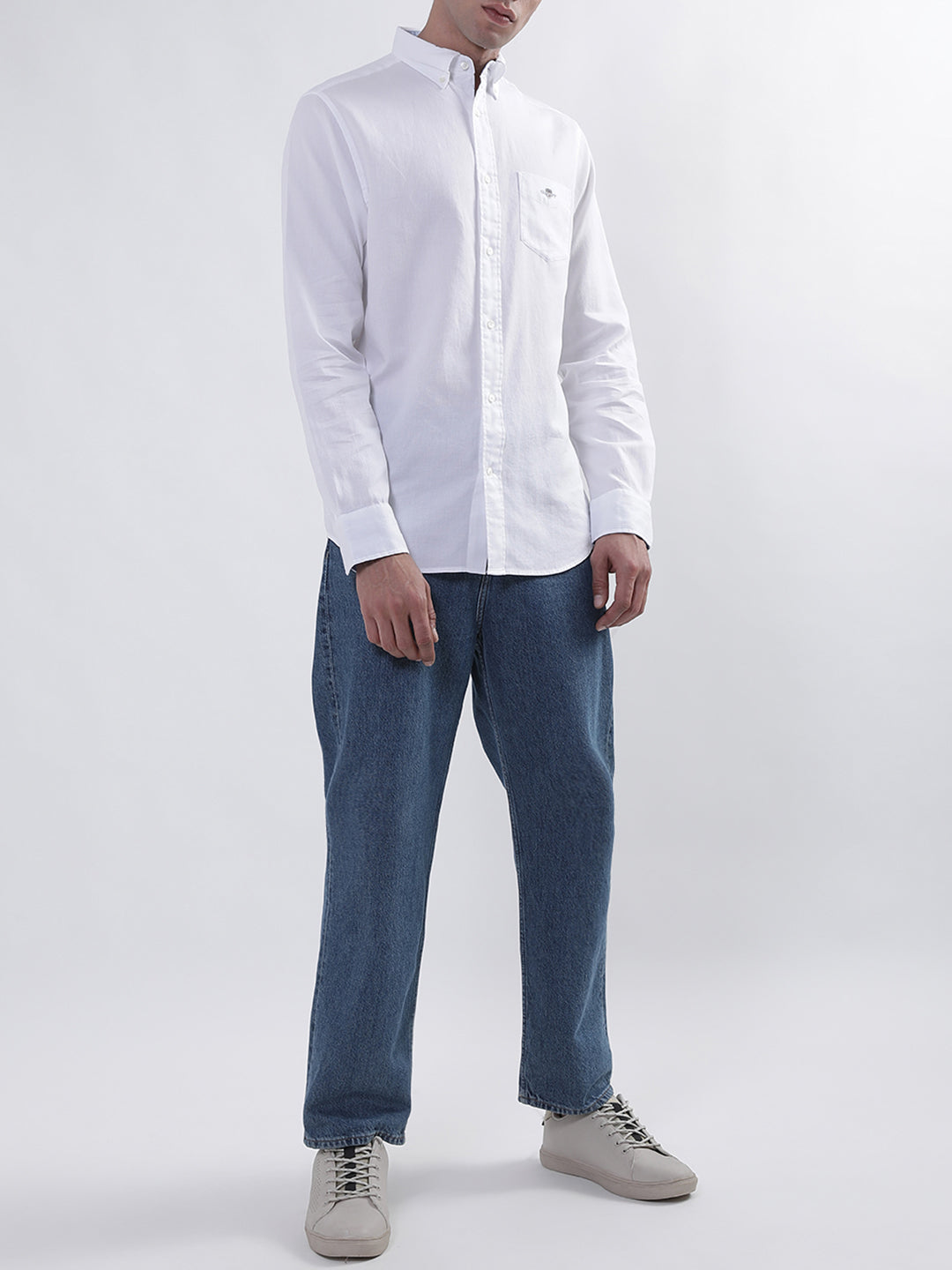 Gant White Honeycomb Weave Regular Fit Shirt