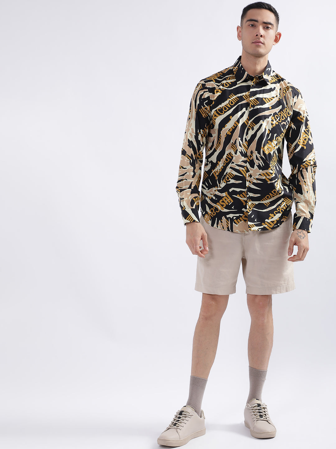 Just Cavalli Men Multi Printed Collar Shirt