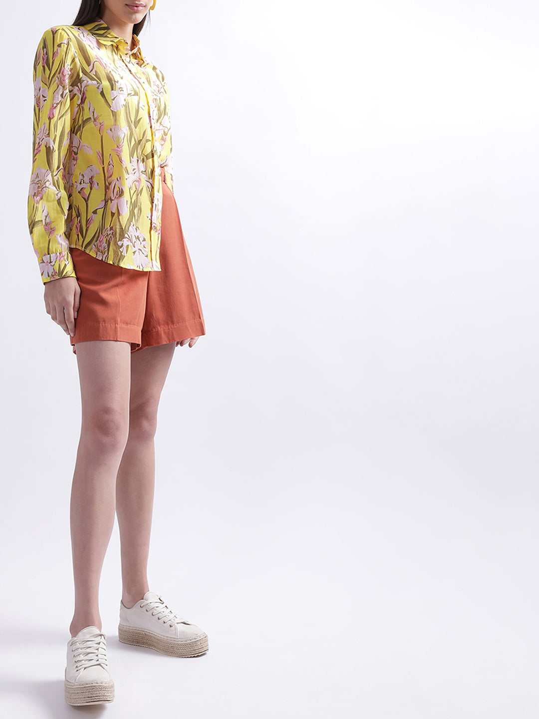 Gant Canary Yellow Floral Print Regular Fit Shirt