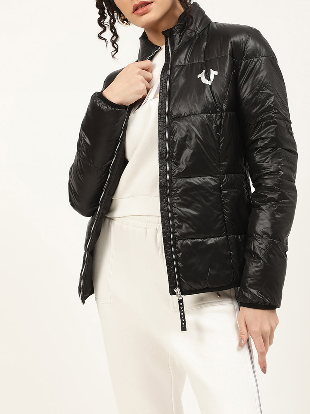 True Religion Women Black Collar Solid Jacket