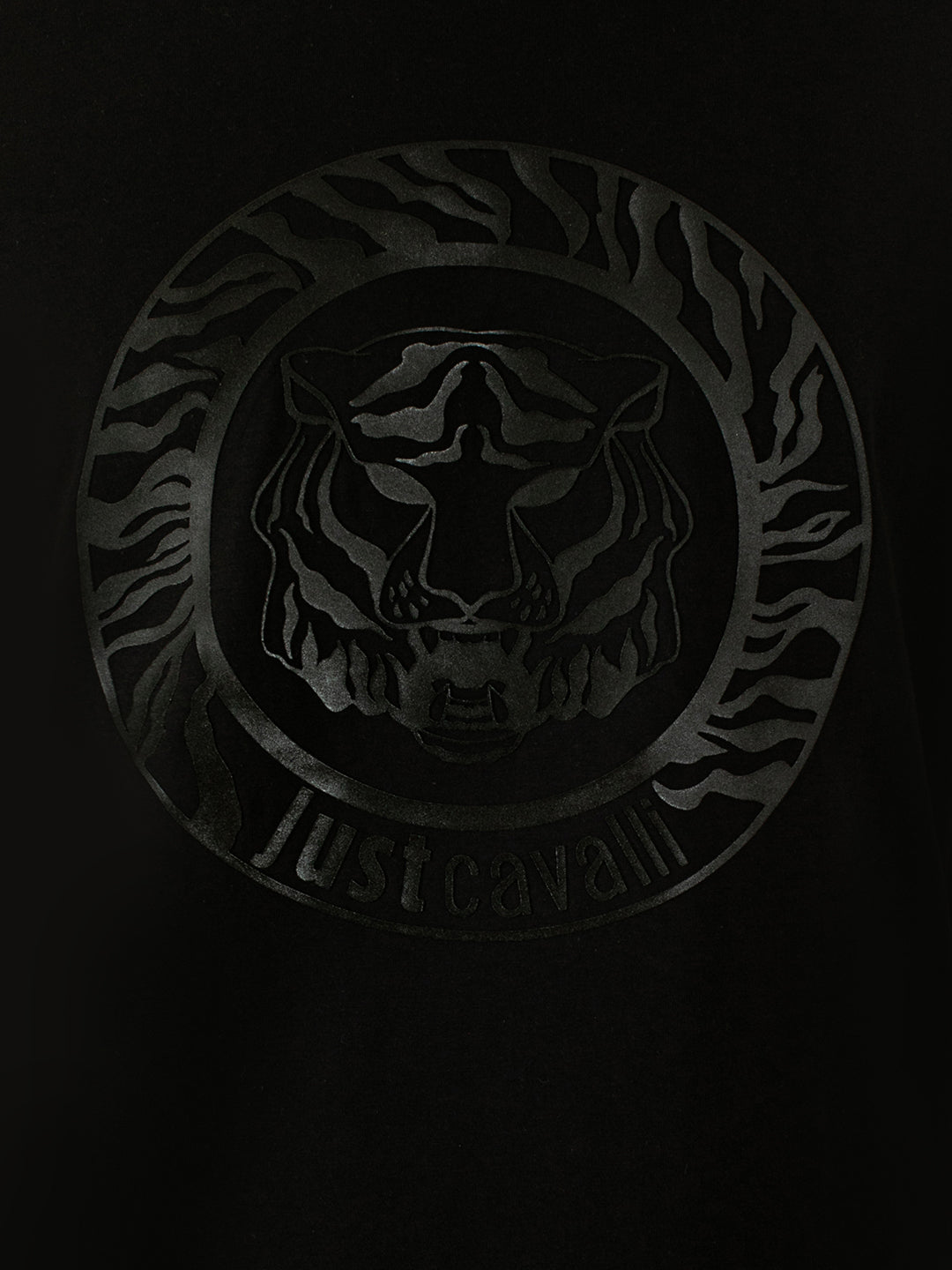 Just Cavalli Men Black Printed Round Neck TShirt